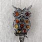 Broche Hibou argent sterling et véritable ambre naturel baltique0