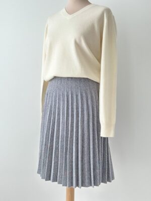 Grey Mi-long Pleated Wool Skirt knitwear Sophie