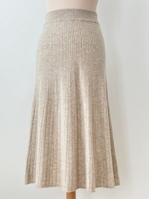 Pleated long beige wool knit skirt - Eva 3