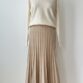 Beige pleated long cashmere skirt - Anna