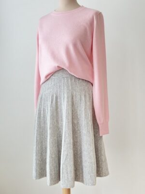 Light gray mid-length pleated wool skirt - Kelly