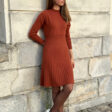 Mid-length pleated cashmere and merino wool dress - Elena - red orange petitejupenoire.fr