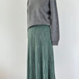 Long winter skirt for women in pure merino wool, Celadon green – Vanessa – Vanessa grey sweater in wool