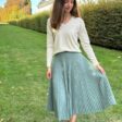 Long winter skirt for women in pure merino wool, Celadon green – luxury knitted skirts