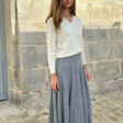 Vanessa gray merino wool long pleated knit skirt knitted skirt women