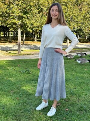 Grey wool Plus Size skirt elastic waist | Luxury Curvy Skirts Vanessa