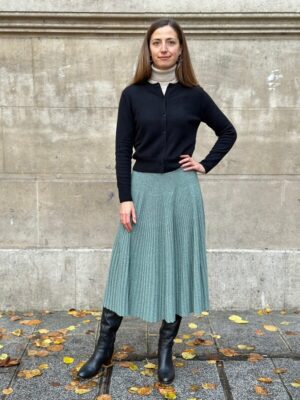 Long skirt for plus size ladies wool luxury knitwear green – Vanessa