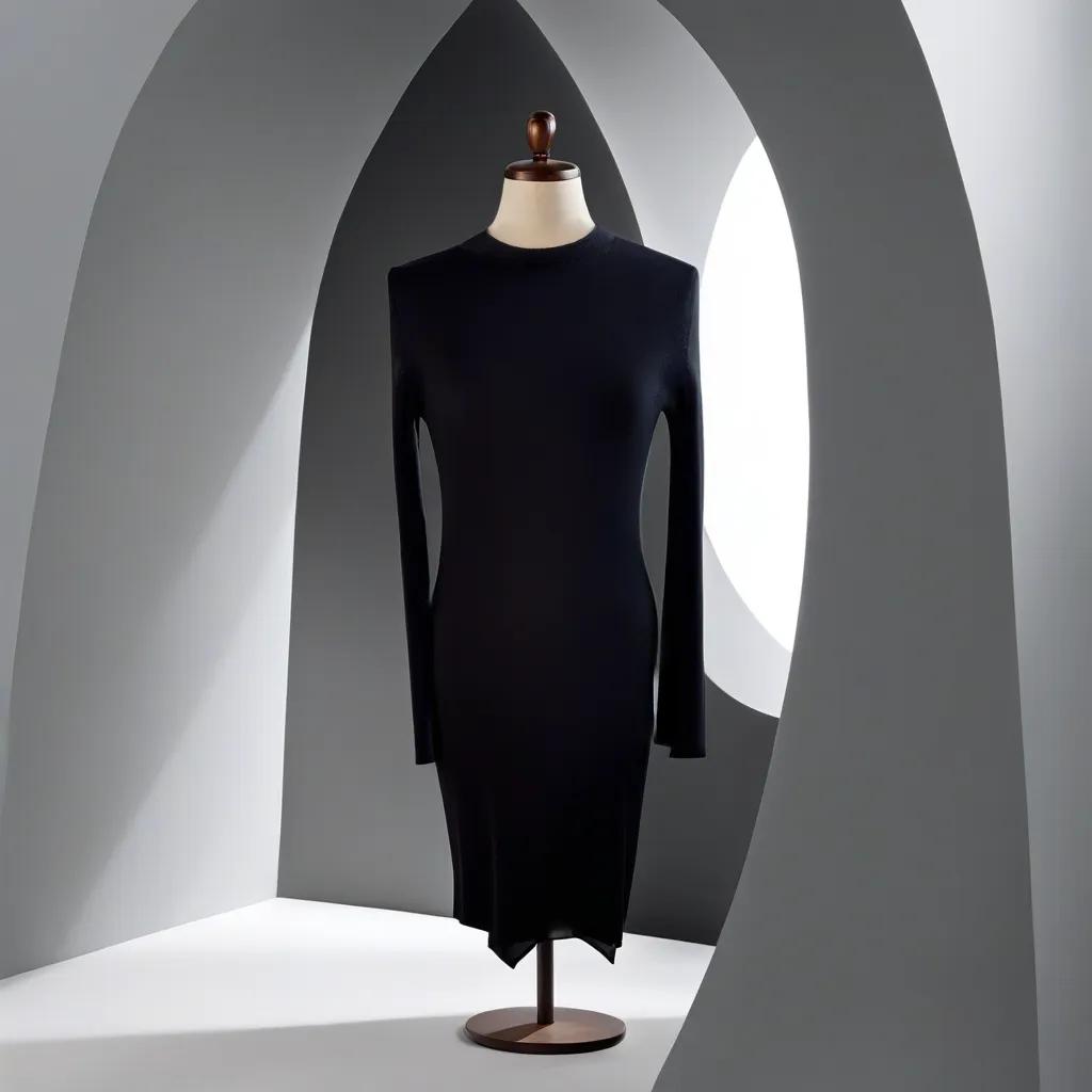 Robe Céphée en laine mérinos noire