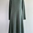 Green Wool Dress with Long Sleeves - Michelle, Flared Pleated Silhouette