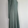 Green Wool Dress with Long Sleeves - Michelle, Flared Pleated Silhouette, details by side