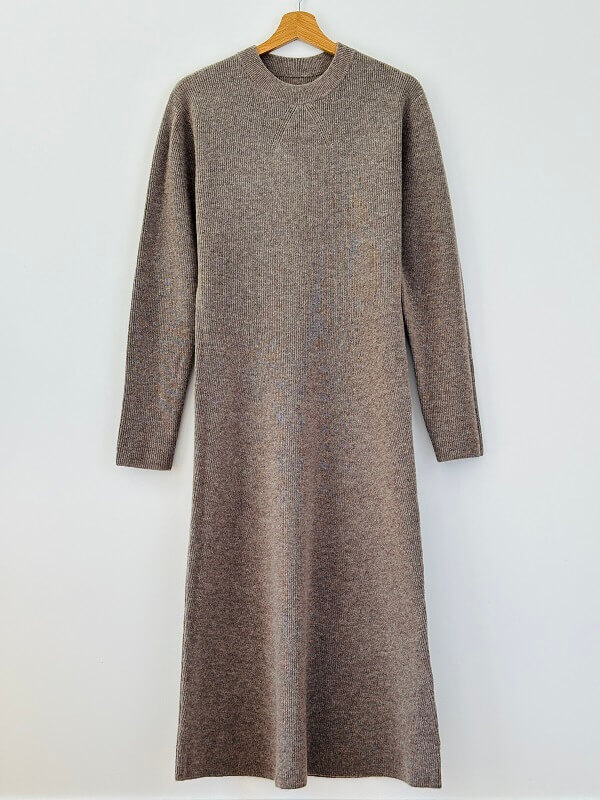 Merino Wool Dress Women| Ribbed knit Long sleeves