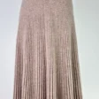 Pleated knit skirt in merino wool 100% mid-length camel beige - Louise