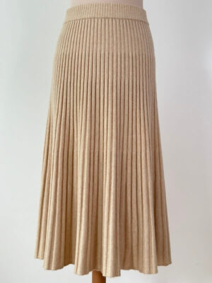 Beige Pleated Midi Skirt in Cashmere - Julie