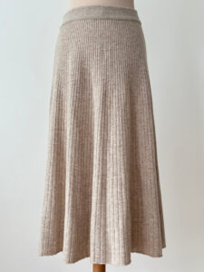 Long beige pleated wool skirt - Deva
