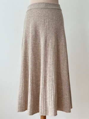 Jupe plissée beige longue en laine - Deva
