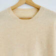 Pull laine beige femme col rond maille