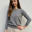 Grey knit sweater for women, round neck, tight jersey knit, 100% merino wool - 100% natural, renewable, and biodegradable fibers - buy wool sweater