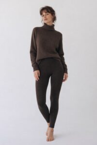 Leggings laine de yak femme portés, coupe ajustée et confortable