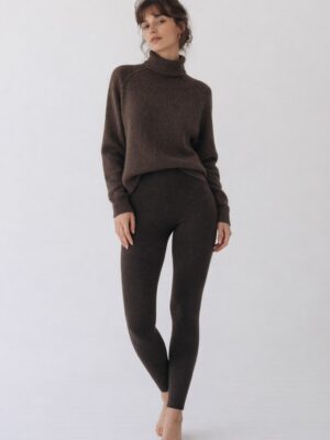 Leggings laine de yak femme portés, coupe ajustée et confortable