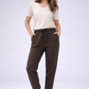 Pantalon laine de yak femme marron chaud et confortable