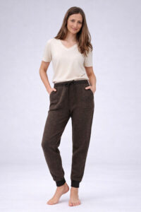 Pantalon laine de yak femme marron chaud et confortable