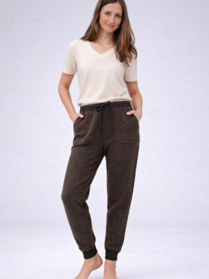 Pantalon laine de yak femme marron chaud et confortable