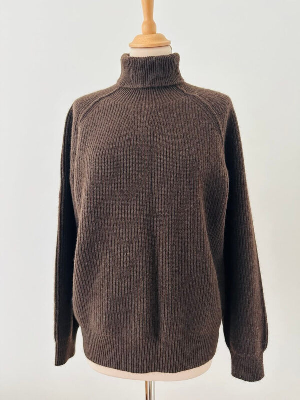 Pull laine de yak femme col roulé marron